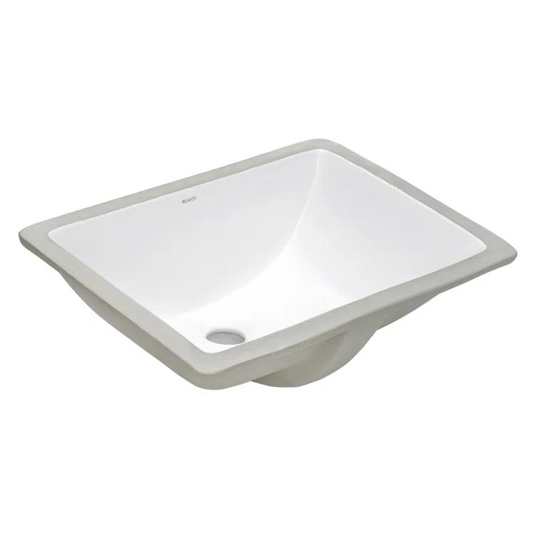 Ruvati 17 x 12 inch Undermount Bathroom Sink White Rectangular Porcelain Ceramic with Overflow