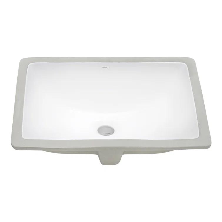 Ruvati 17 x 12 inch Undermount Bathroom Sink White Rectangular Porcelain Ceramic with Overflow
