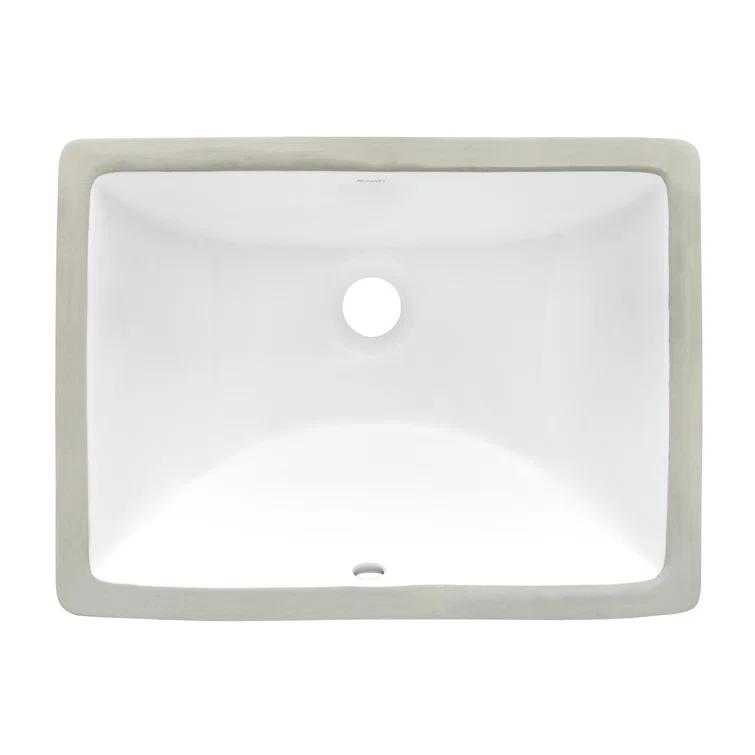 Ruvati 17 x 12 inch Undermount Bathroom Sink White Rectangular Porcelain Ceramic with Overflow