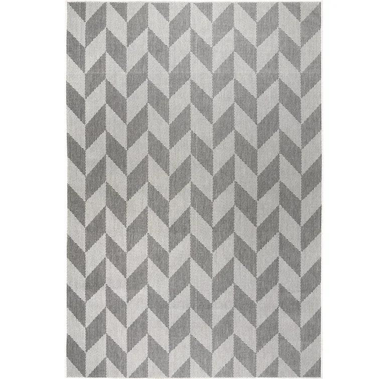 Nicole Miller New York Patio Country Calla Herringbone Indoor/Outdoor Area Rug, Black/Gray