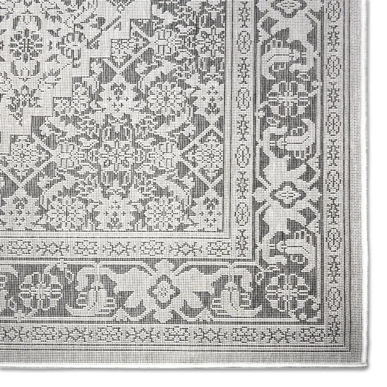 Nicole Miller New York Patio Country Dahlia Medallion Indoor/Outdoor Area Rug Grey/Black