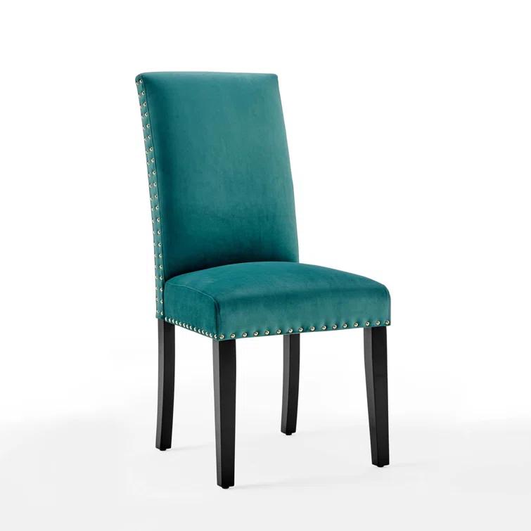 Modway Silver Orchid Lind Velvet Nailhead Trim Dining Side Chairs