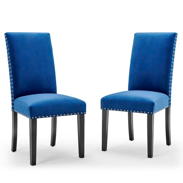 Modway Silver Orchid Lind Velvet Nailhead Trim Dining Side Chairs