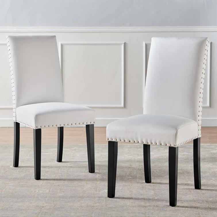 Modway Silver Orchid Lind Velvet Nailhead Trim Dining Side Chairs
