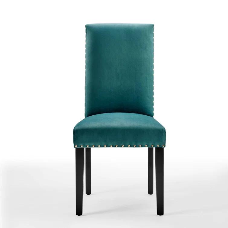 Modway Silver Orchid Lind Velvet Nailhead Trim Dining Side Chairs