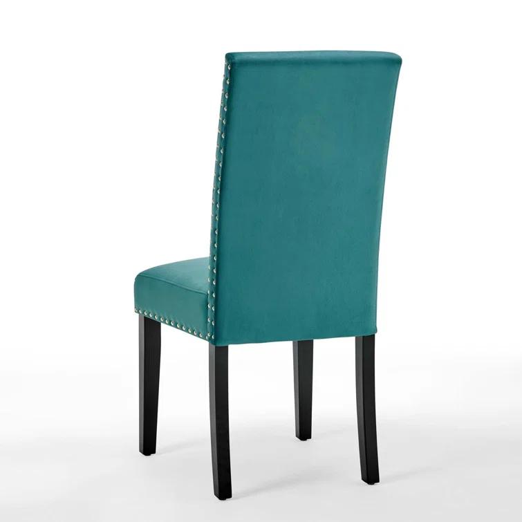 Modway Silver Orchid Lind Velvet Nailhead Trim Dining Side Chairs
