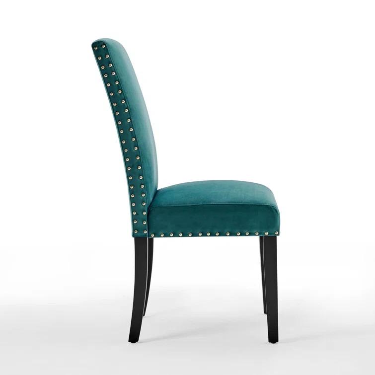 Modway Silver Orchid Lind Velvet Nailhead Trim Dining Side Chairs