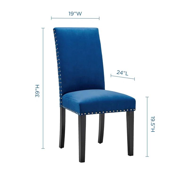 Modway Silver Orchid Lind Velvet Nailhead Trim Dining Side Chairs