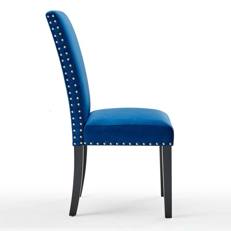 Modway Silver Orchid Lind Velvet Nailhead Trim Dining Side Chairs