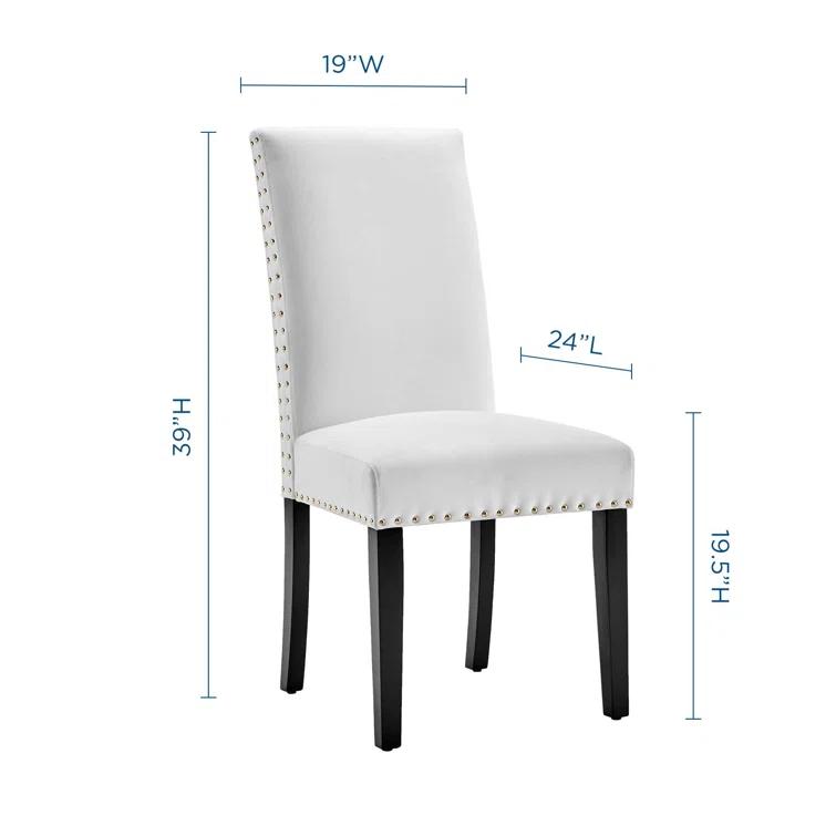 Modway Silver Orchid Lind Velvet Nailhead Trim Dining Side Chairs