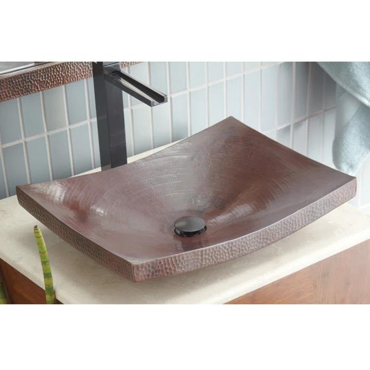 Maestro Antique Copper Metal Hand Hammered Rectangular Vessel Bathroom Sink