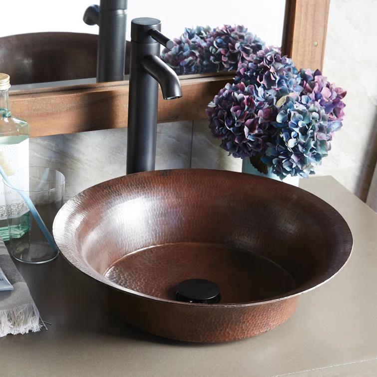 Maestro Copper Circular Vessel Bathroom Sink