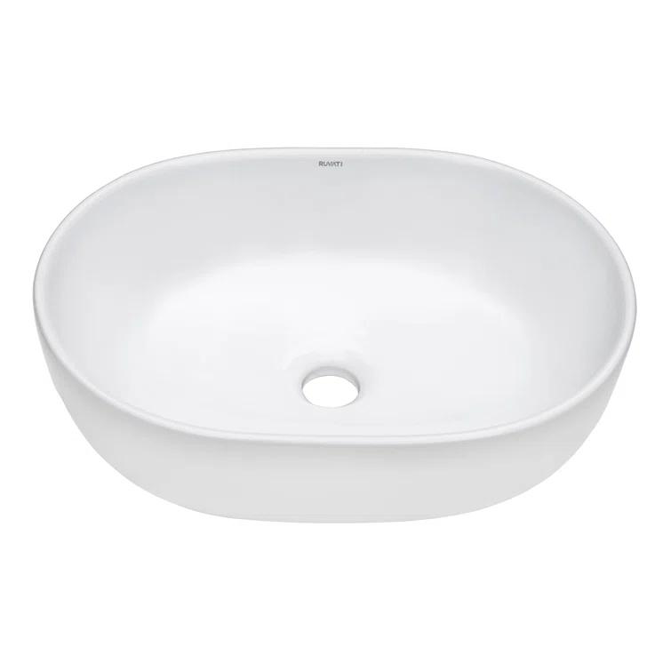 Ruvati RVB0419 Ruvati inch Bathroom Vessel Sink White Oval Above Counter Vanity Porcelain Ceramic