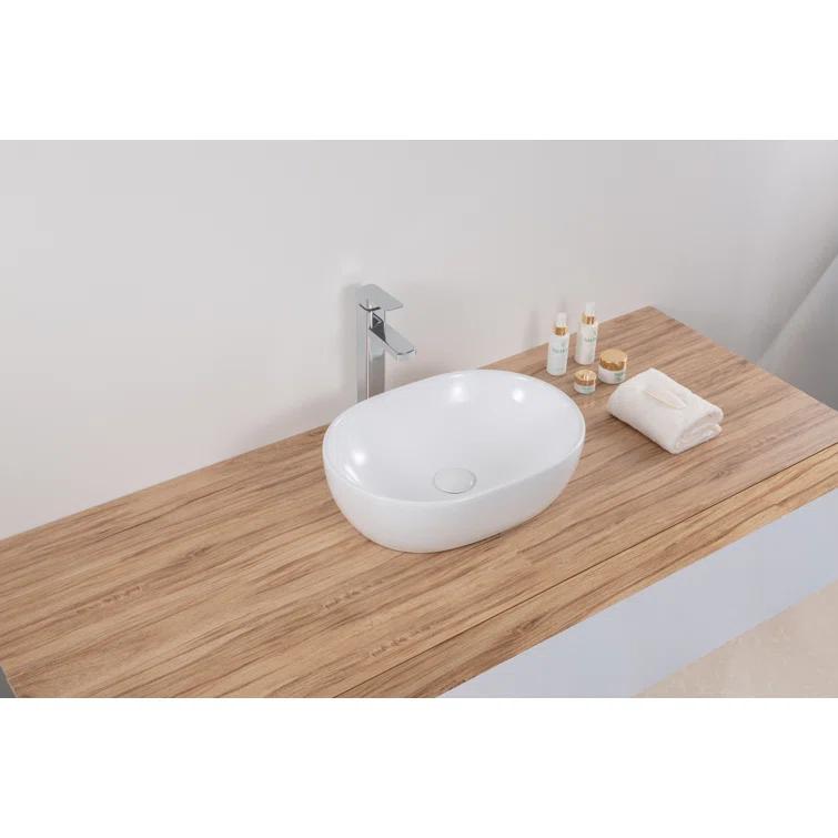 Ruvati RVB0419 Ruvati inch Bathroom Vessel Sink White Oval Above Counter Vanity Porcelain Ceramic
