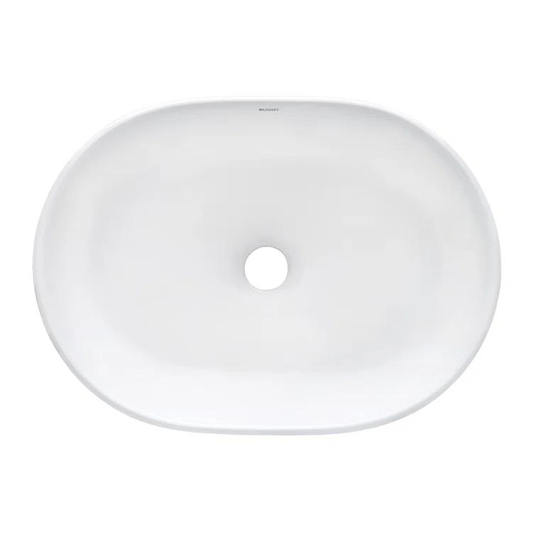 Ruvati RVB0419 Ruvati inch Bathroom Vessel Sink White Oval Above Counter Vanity Porcelain Ceramic