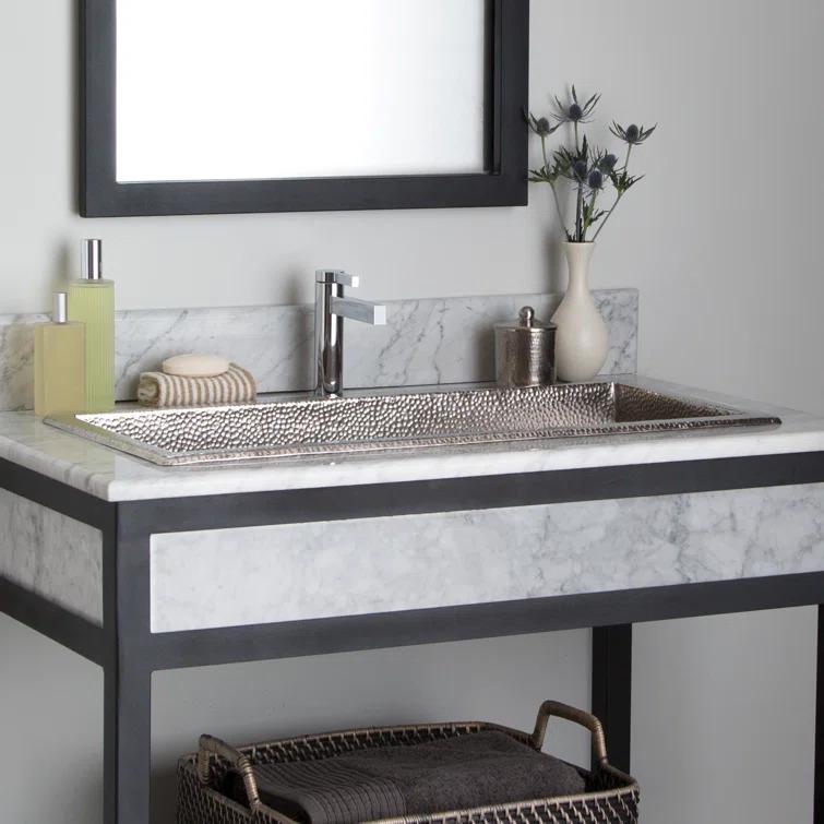 Copper Hand Hammered Rectangular Undermount Bathroom Sink