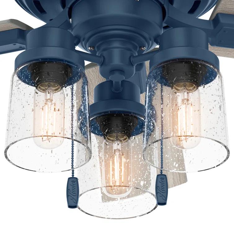 44" Hartland 5 - Blade Modern Farmhouse Indoor Ceiling Fan with Lights and Pull Chains