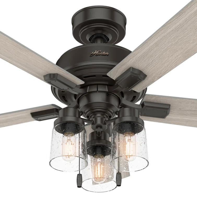Hunter Fan 44" Hartland 5 - Blade Modern Farmhouse Indoor Ceiling Fan with Lights and Pull Chains & Reviews | Wayfair