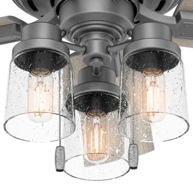Hunter Fan 44" Hartland 5 - Blade Modern Farmhouse Indoor Ceiling Fan with Lights and Pull Chains