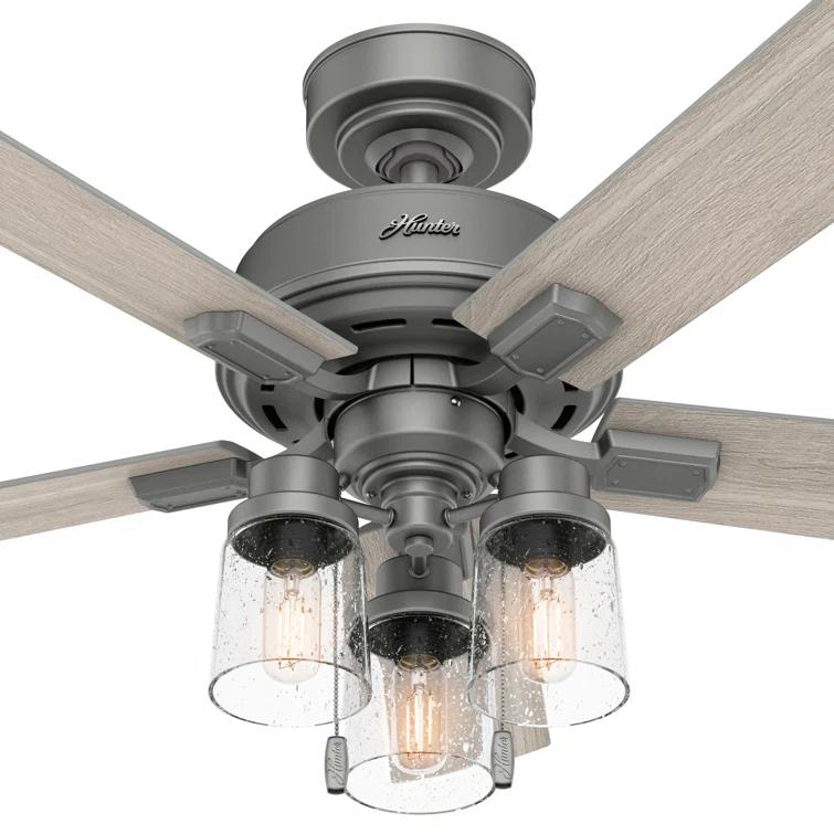 Hunter Fan 44" Hartland 5 - Blade Modern Farmhouse Indoor Ceiling Fan with Lights and Pull Chains