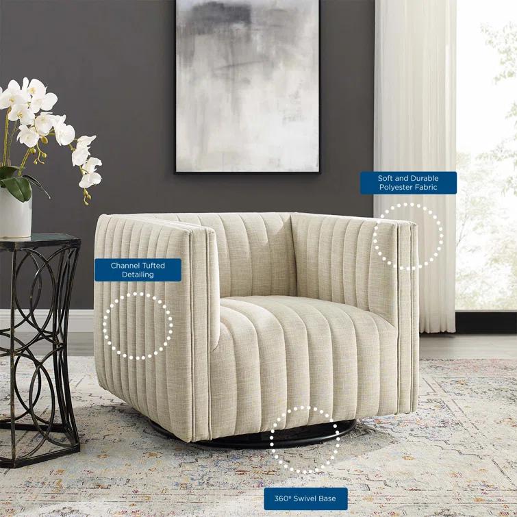 Modway Conjure Channel Tufted Performance Velvet Swivel Armchair