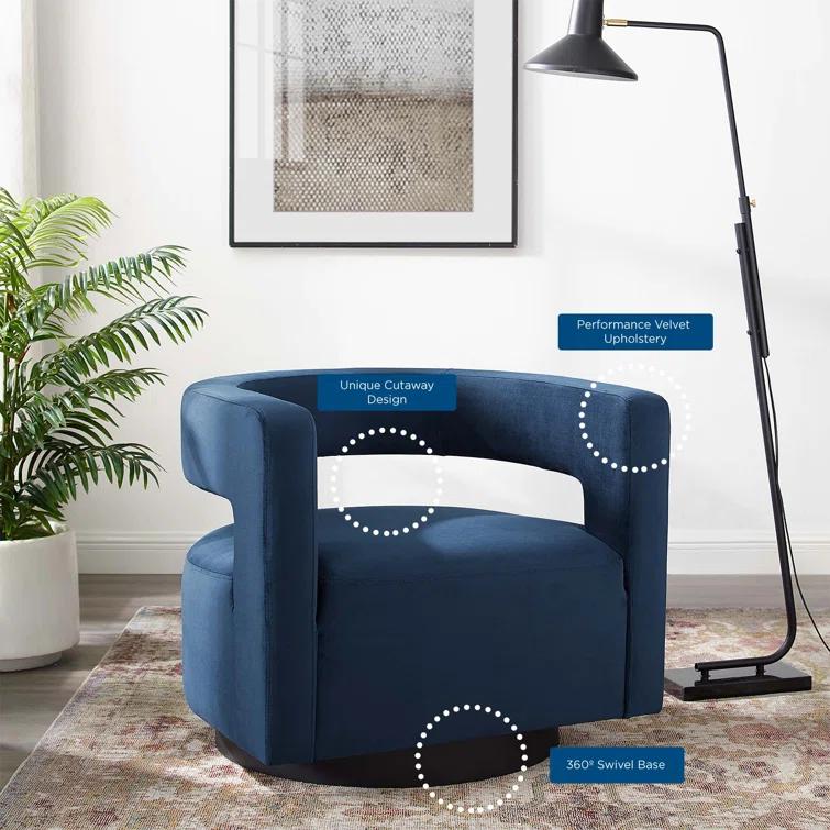 Modway Modway Spin Cutaway Performance Velvet Swivel Armchair