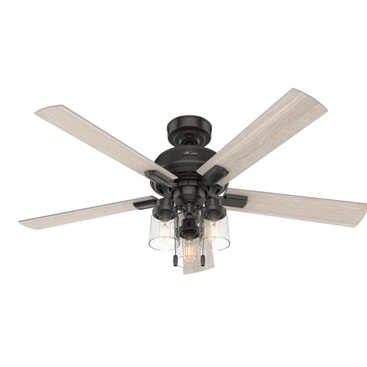 52" Hartland 5 - Blade Standard Ceiling Fan with Pull Chain and Light Kit Included
