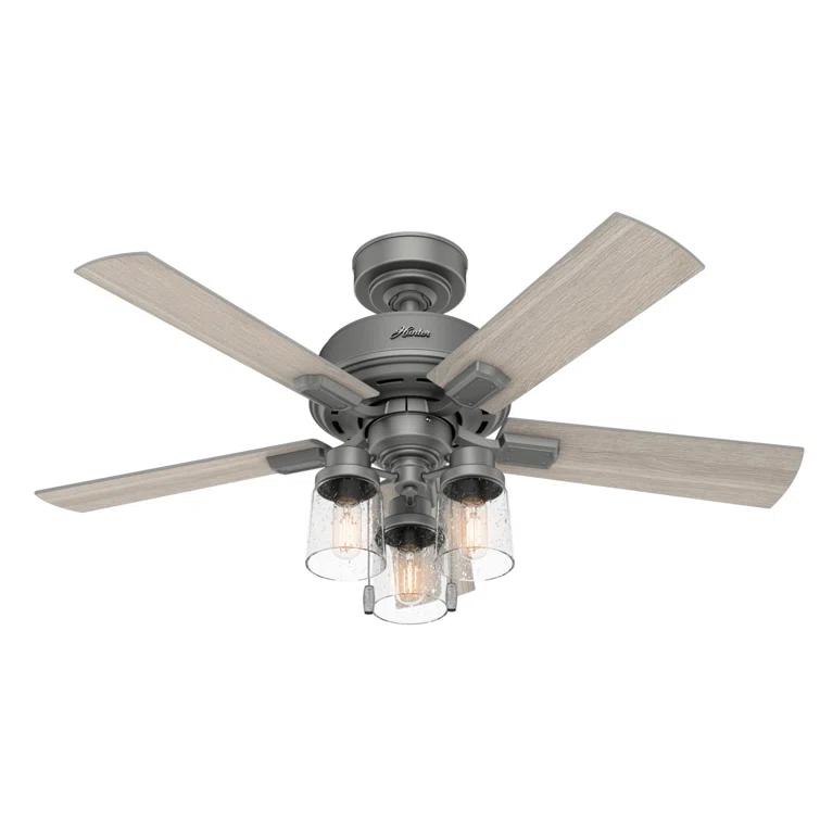 Hunter Fan 44" Hartland 5 - Blade Modern Farmhouse Indoor Ceiling Fan with Lights and Pull Chains