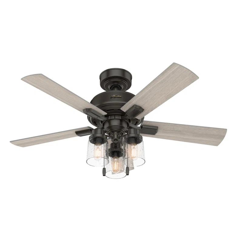 Hunter Fan 44" Hartland 5 - Blade Modern Farmhouse Indoor Ceiling Fan with Lights and Pull Chains & Reviews | Wayfair