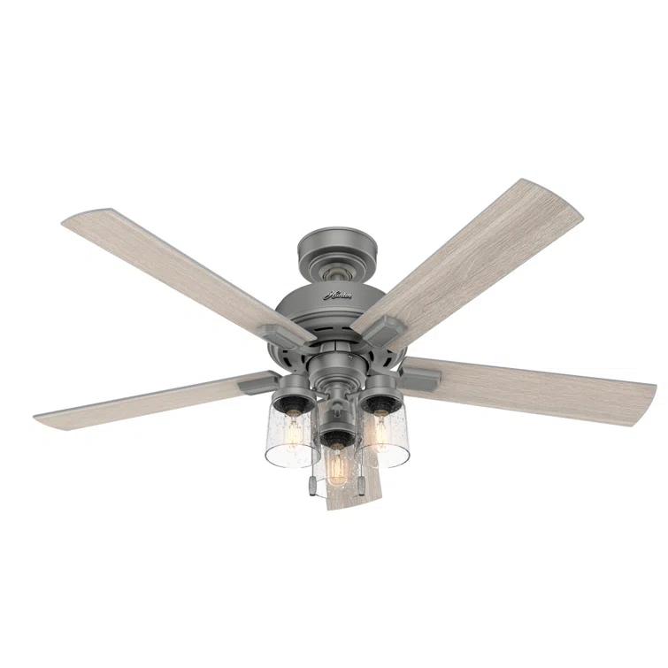 52" Hartland 5 - Blade Standard Ceiling Fan with Pull Chain and Light Kit Included