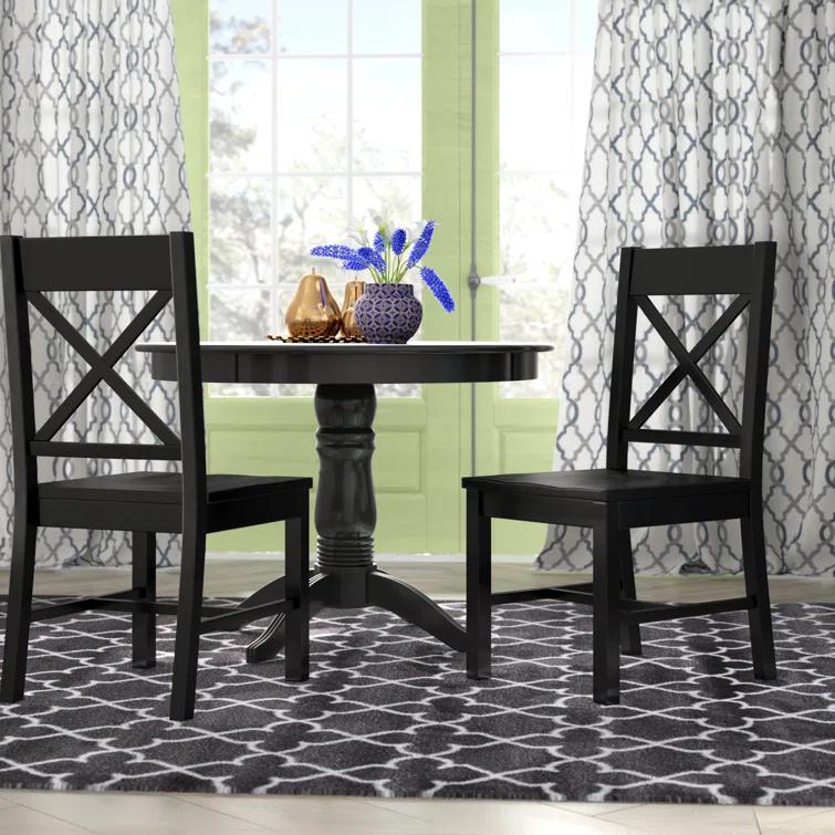 Gracie Oaks Solid Wood Upholstered Dining Chair(Set of 2)