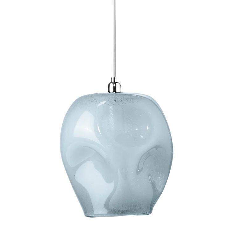 Jamie Young Co Large Coastal Dimpled Glass Pendant in Cornflower Blue/Silver