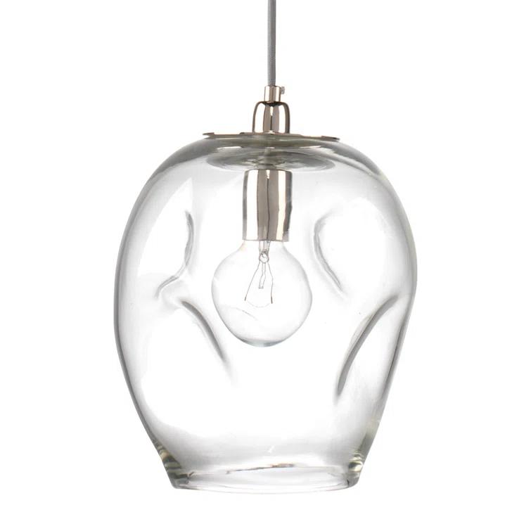 Jamie Young Co Large Coastal Dimpled Glass Pendant in Clear/Silver