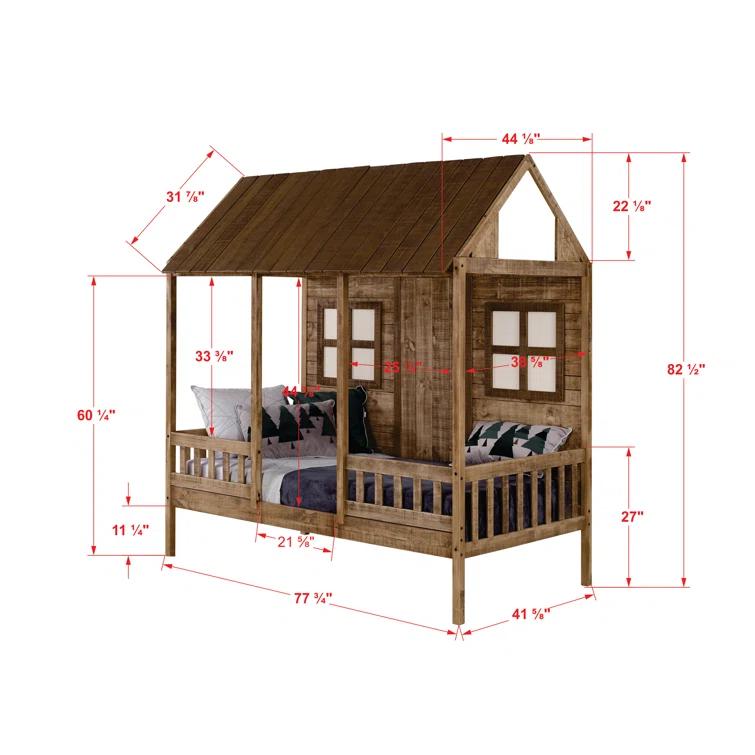 Donco Kids PD-1899TRD Twin Front Porch Low Loft, Rustic Driftwood