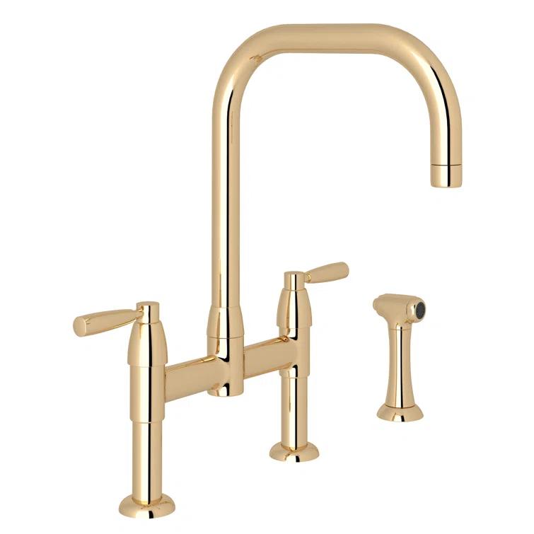 Perrin & Rowe U.4279LS-EG-2 Holborn Bridge Kitchen Faucet With U-Spout and Side Spray