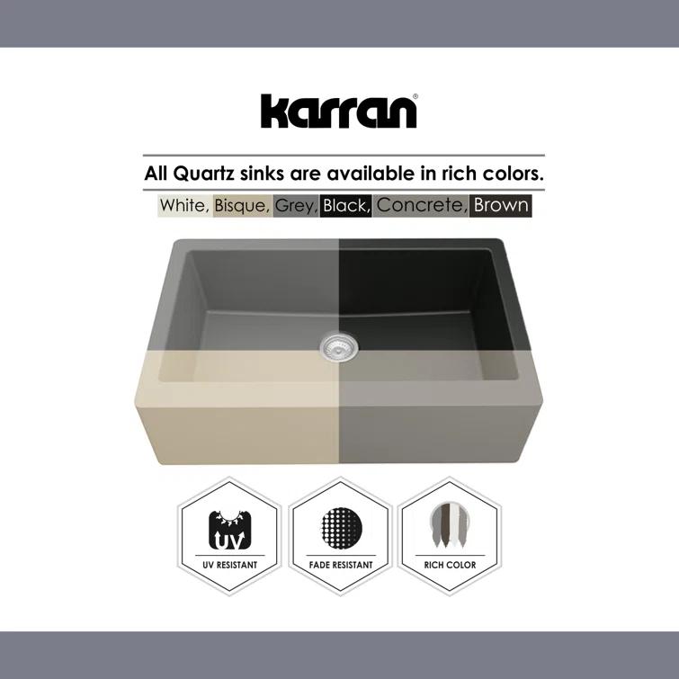 Karran Farmhouse/Apron-Front Quartz Composite 34'' X 21-1/4'' Single Bowl Kitchen Sink