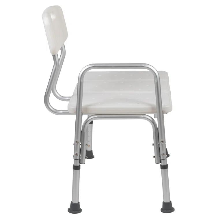 Flash Furniture DC-HY3510L-WH-GG Phoebe Aluminum Height Adjustable Medical Shower Transfer Bench