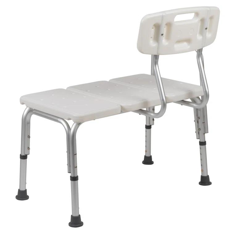 Flash Furniture DC-HY3510L-WH-GG Phoebe Aluminum Height Adjustable Medical Shower Transfer Bench