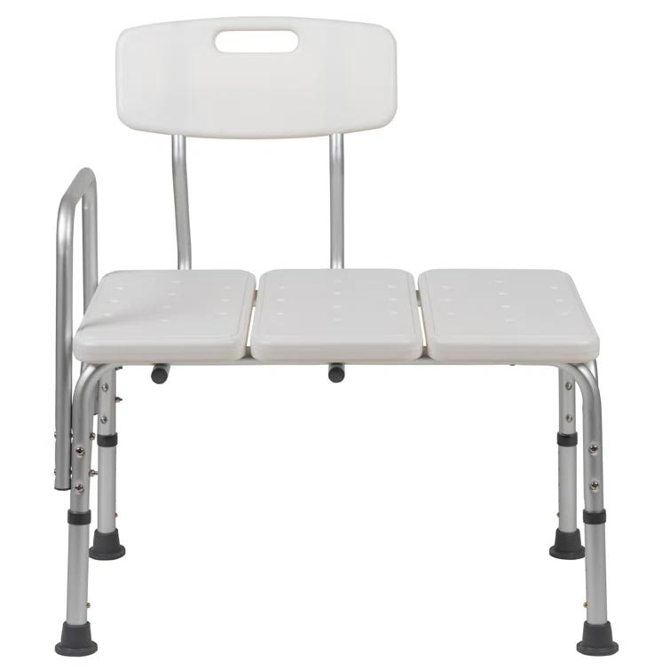 Flash Furniture DC-HY3510L-WH-GG Phoebe Aluminum Height Adjustable Medical Shower Transfer Bench