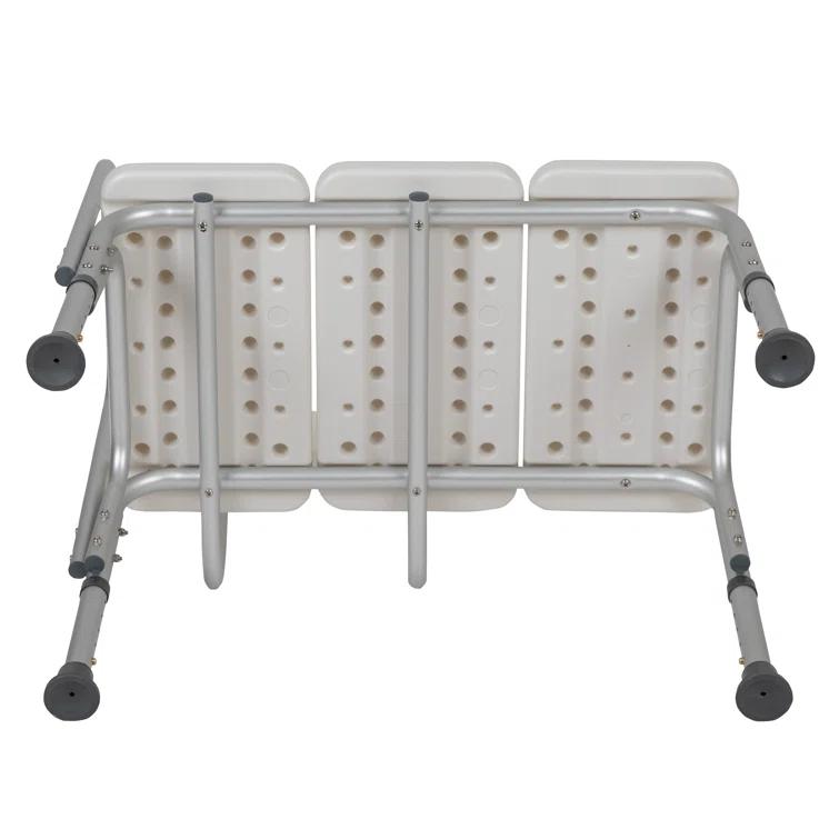 Flash Furniture DC-HY3510L-WH-GG Phoebe Aluminum Height Adjustable Medical Shower Transfer Bench