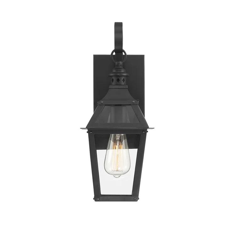 Jackson 1-Light Outdoor Wall Lantern in Matte Black with Gold Highlights