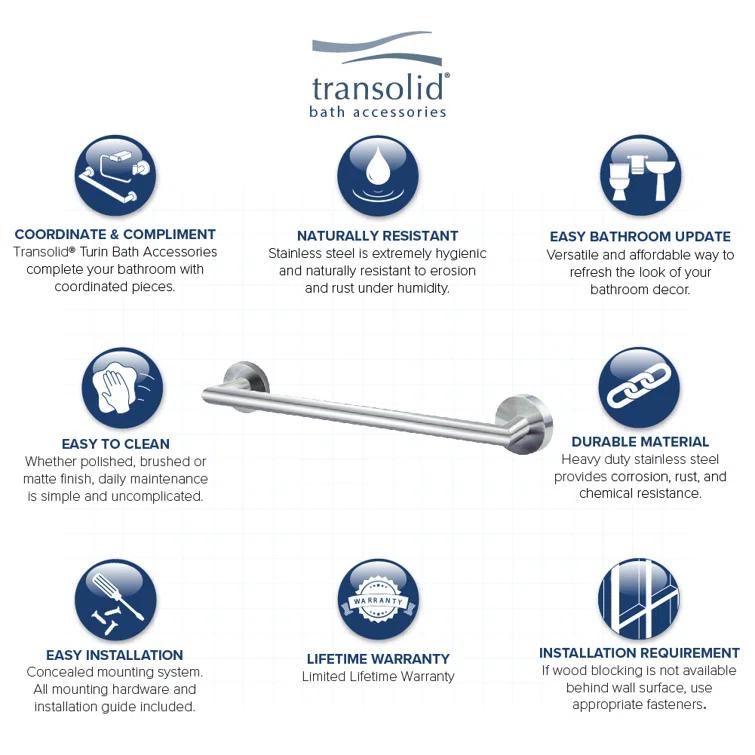 Transolid TTB18-BS Turin 17.75'' 1 Wall Towel Bar