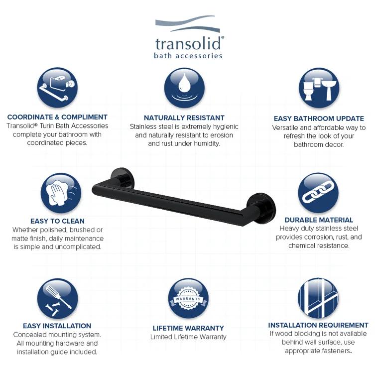 Contemporary Concealed Screw Decorative 18" Grab Bar