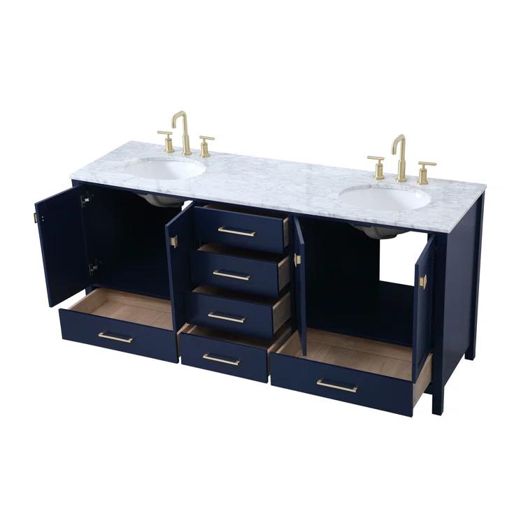 Lamborn 72'' Double Bathroom Vanity with Engineered Marble Top