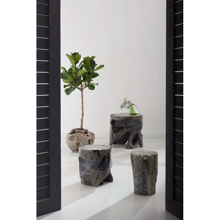 Phillips Collection Black Wash Solid Wood Accent Stool
