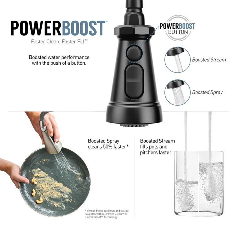 Peterson One-Handle Pull Down Single Handle Kitchen Faucet with Power Boost