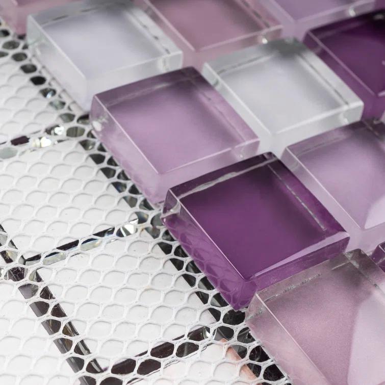 Supreme Tile Glare 11.82 in. x 11.82 in. Squares Glossy Glass Mosaic Tile
