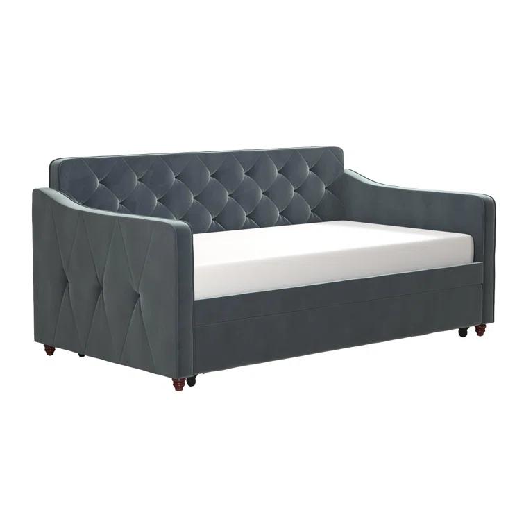 Vintage Upholstered Daybed with Trundle