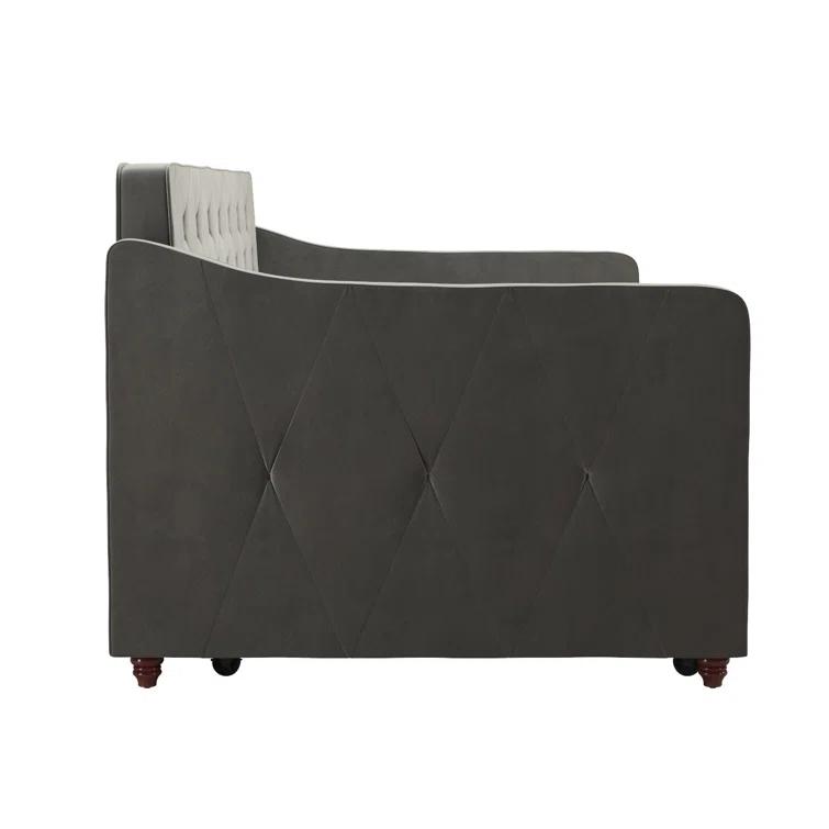 Vintage Upholstered Daybed with Trundle