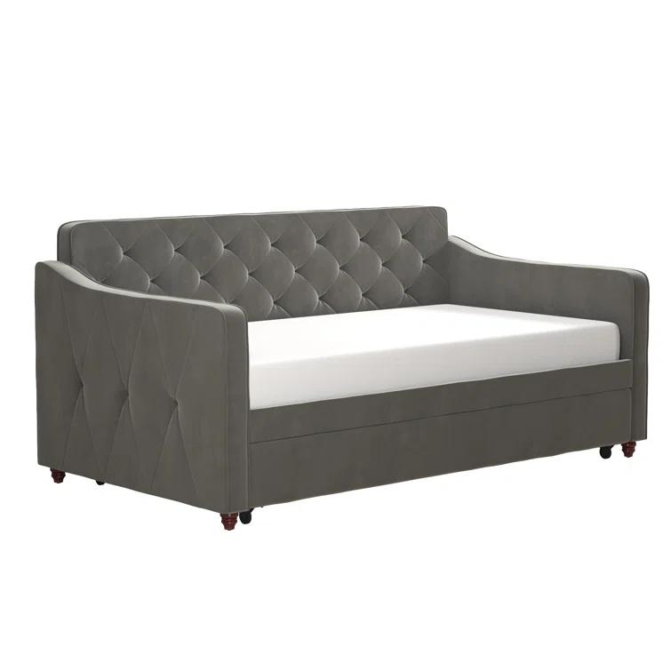 Vintage Upholstered Daybed with Trundle